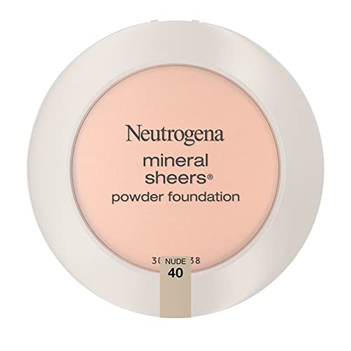 Neutrogena Mineral Sheers Compact Powder Foundation, Lightweight & Oil-Free Mineral Foundation, Fragrance-Free, Nude 40,.34 oz