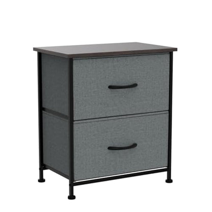 WLIVE Black Nightstand, Small Dresser for Bedroom with 2 Fabric Drawer, Bed Side Table with Drawers, End Table Bedside Furniture, Sturdy Steel Frame, Wood Top, Closet Organizer, College Dorm