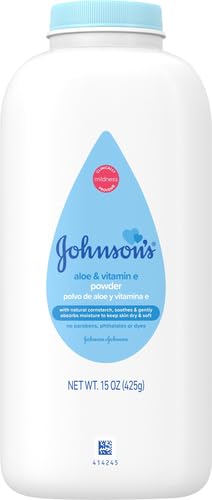 Johnson's Baby Powder, Naturally Derived Cornstarch with Aloe & Vitamin E for Delicate Skin, Hypoallergenic and Free of Parabens, Phthalates, and Dyes for Gentle Baby Skin Care, 15 oz