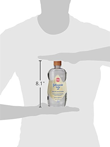 Johnson's Baby Oil, Mineral Oil Enriched with Shea & Cocoa Butter to Prevent Moisture Loss, Hypoallergenic, 20 fl. oz