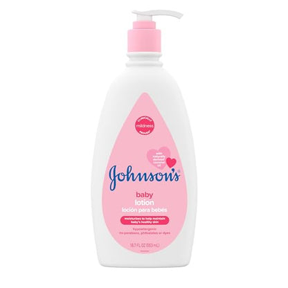 Johnson's Moisturizing Mild Pink Baby Lotion with Coconut Oil for Delicate Baby Skin, Paraben-, Phthalate- & Dye-Free, Hypoallergenic & Dermatologist-Tested, Baby Skin Care, 27.1 Fl. Oz