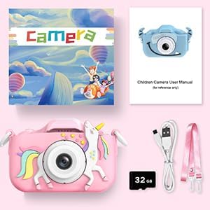 Goopow Kids Camera Toys for 3-8 Year Old Girls Boys,Children Digital Video Camcorder Camera with Cartoon Soft Cover, Best Chritmas Birthday Festival Gift for Kids - 32G SD Card Included (Pink-DJS)