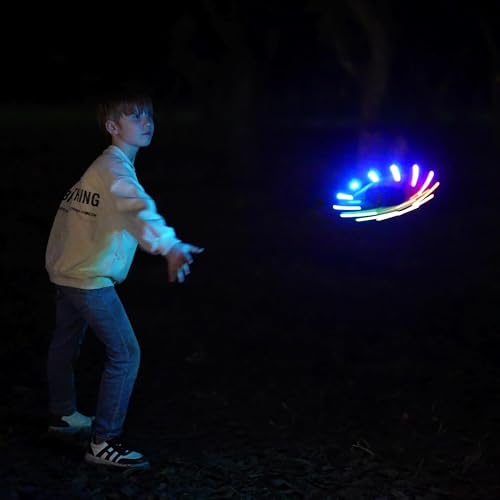 TOSY Flying Ring - 12 LEDs, Super Bright, Soft & Photoluminescent Rim, Auto Light Up, Safe, Waterproof, Lightweight frisbee, Cool Fun Birthday, Camping & Outdoor/Indoor Gift Toy for Boys/Girls/Kids