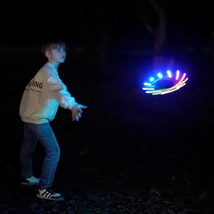 TOSY Flying Ring - 12 LEDs, Super Bright, Soft & Photoluminescent Rim, Auto Light Up, Safe, Waterproof, Lightweight frisbee, Cool Fun Birthday, Camping & Outdoor/Indoor Gift Toy for Boys/Girls/Kids