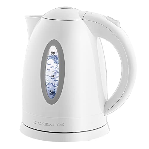 OVENTE Electric Kettle, Hot Water, Heater 1.7 Liter - BPA Free Fast Boiling Cordless Water Warmer - Auto Shut Off Instant Water Boiler for Coffee & Tea Pot - White KP72W