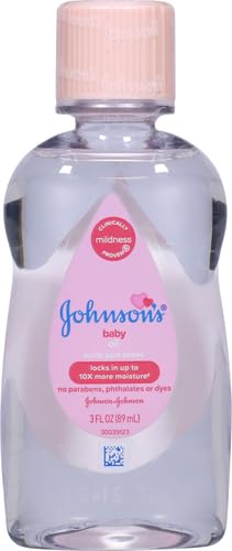 Johnson's Baby Oil, Pure Mineral Oil to Prevent Moisture Loss, Original 3 fl. oz