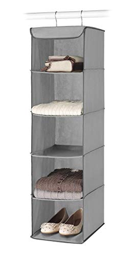 Whitmor 5 Section Closet Organizer - Hanging Shelves with Sturdy Metal Frame