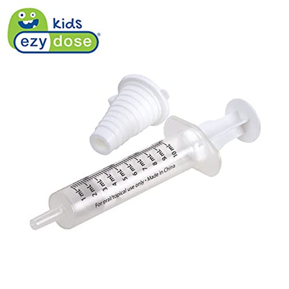 EZY DOSE Kids Baby Oral Syringe & Dispenser Calibrated for Liquid Medicine, Reduce Mess, Easy Way to Orally Administer Medication, 10 mL/2 TSP, Includes Bottle Adapter, Clear, BPA Free