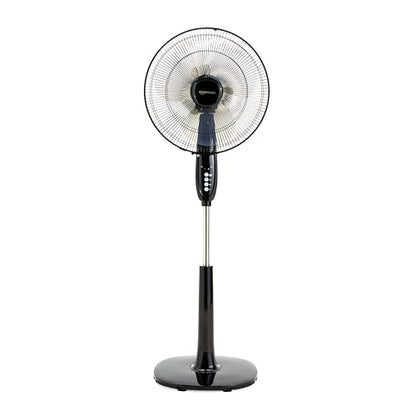 Amazon Basics 16-Inch Pedestal Floor Fan with Oscillating Blades, Remote Control, Timer, Tilted Head, and 3 Speed Settings - Sleek Black Design