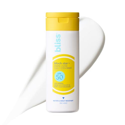 Bliss Block Star SPF 30 Invisible Daily Tinted Sunscreen with Zinc Oxide, Sunscreen & Makeup Primer - 100% Mineral Broad Spectrum Sunscreen with Titanium Dioxide and Antioxidant Blend,- 1.4 fl oz.