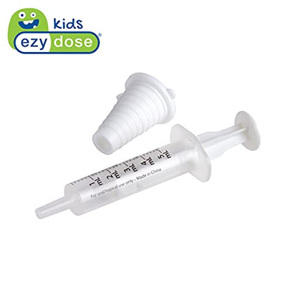 EZY DOSE Kids Baby Oral Syringe & Dispenser Calibrated for Liquid Medicine, Reduce Mess, Easy Way to Orally Administer Medication, 10 mL/2 TSP, Includes Bottle Adapter, Clear, BPA Free