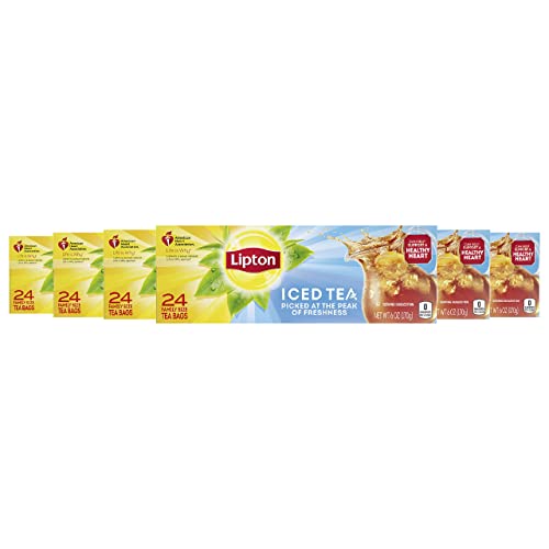 Lipton Unsweetened Iced Tea Bags, Family Size Tea Bags, 144 Total Tea Bags (24ct - Pack of 6)