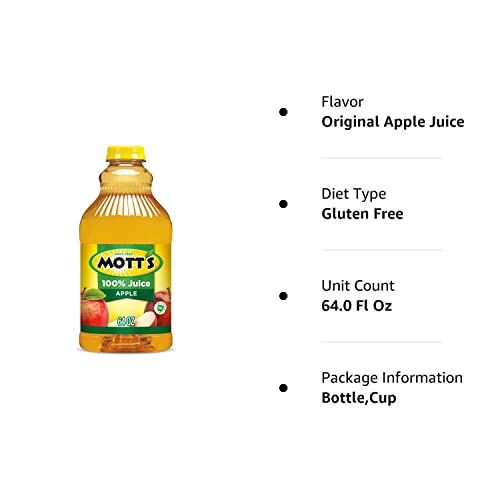 Mott's 100% Original Apple Juice, 8 Fl Oz Bottles, 24 Count (4 Packs Of 6), 2 Servings Of Fruit, 100% Fruit Juice, Gluten-free, Caffeine-free, Kosher, Contains No Artificial Colors Or Sweeteners