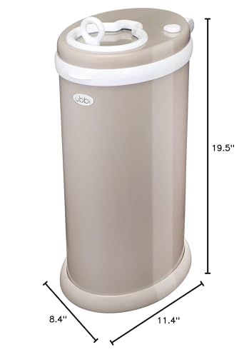 Ubbi Steel Diaper Pail, Odor Locking, No Special Bag Required, Award-Winning, Registry Must-Have, White