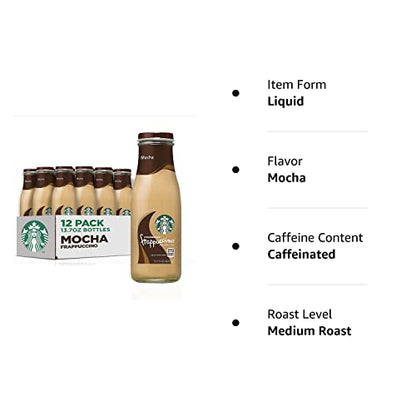 Starbucks Frappuccino Coffee Drink, Mocha, 13.7 fl oz Bottles (12 Pack)