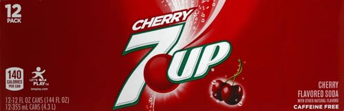 7UP Cherry Zero Sugar Soda, 12 fl oz cans (Pack of 12)