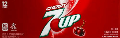 7UP Cherry Zero Sugar Soda, 12 fl oz cans (Pack of 12)