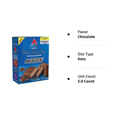 Atkins Peanut Butter Protein Wafer Crisps, Protein Dessert, 4g Net Carb, 1g Sugar, Keto Friendly, 5 Count