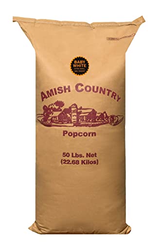 Amish Country Popcorn - Baby White (6 Pound Bag) - Small & Tender Popcorn - Old Fashioned And Delicious with Recipe Guide