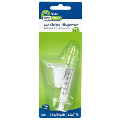 EZY DOSE Kids Baby Oral Syringe & Dispenser Calibrated for Liquid Medicine, Reduce Mess, Easy Way to Orally Administer Medication, 10 mL/2 TSP, Includes Bottle Adapter, Clear, BPA Free