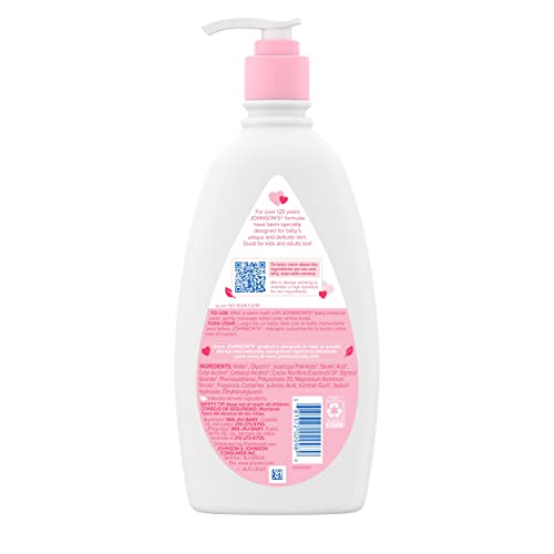 Johnson's Moisturizing Mild Pink Baby Lotion with Coconut Oil for Delicate Baby Skin, Paraben-, Phthalate- & Dye-Free, Hypoallergenic & Dermatologist-Tested, Baby Skin Care, 27.1 Fl. Oz