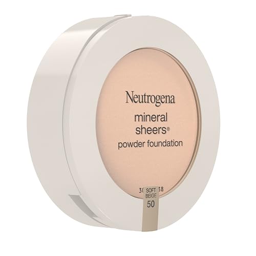 Neutrogena Mineral Sheers Compact Powder Foundation, Lightweight & Oil-Free Mineral Foundation, Fragrance-Free, Nude 40,.34 oz