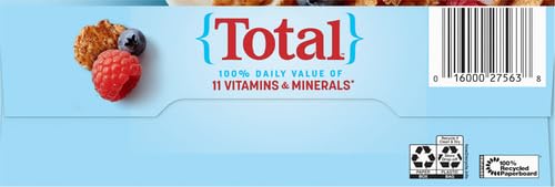 Total Breakfast Cereal, 100% Daily Value of 11 Vitamins & Minerals, Whole Grain Cereal, 16 oz