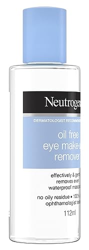 Neutrogena Oil-Free Liquid Eye Makeup Remover, Residue-Free, Non-Greasy, Gentle & Skin-Soothing Solution with Aloe & Cucumber Extract for Waterproof Mascara, 5.5 fl. oz