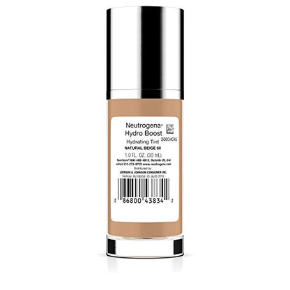 Neutrogena Hydro Boost Hydrating Tint with Hyaluronic Acid, Lightweight Water Gel Formula, Moisturizing, Oil-Free & Non-Comedogenic Liquid Foundation Makeup, 20 Natural Ivory, 1.0 fl. oz