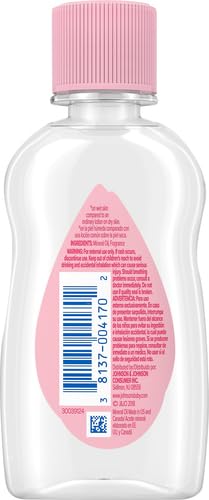 Johnson's Baby Oil, Pure Mineral Oil to Prevent Moisture Loss, Original 3 fl. oz