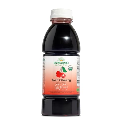 Dynamic Health Organic Tart Cherry Juice, Unsweetened 100% Juice Concentrate, Antioxidants Supplement, No Sweeteners or Additives, Vegan, Gluten Free, BPA Free, 32 oz