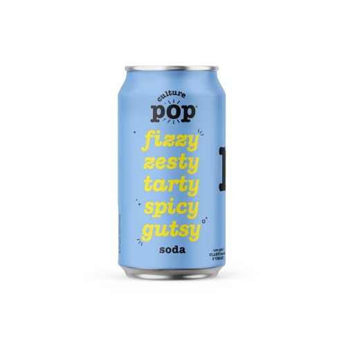 Culture Pop Soda Sparkling Probiotic Drink, 45 Calories Per Can, Vegan Soda for Gut Health, Non-GMO, GF, No Added Sugar, 12 Pack, 12 Fl Oz Cans, Jazzy & Juicy Variety Pack - New!