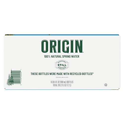 ORIGIN, 100% Natural Spring Water, 900 mL, Recycled Plastic Bottle, 30.4 Fl Oz (Pack of 12)