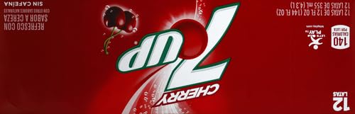 7UP Cherry Zero Sugar Soda, 12 fl oz cans (Pack of 12)