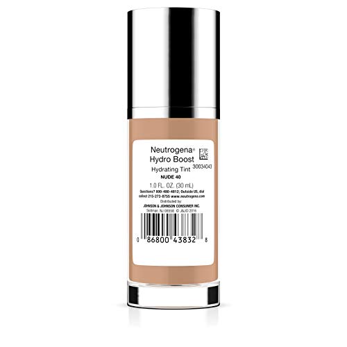 Neutrogena Hydro Boost Hydrating Tint with Hyaluronic Acid, Lightweight Water Gel Formula, Moisturizing, Oil-Free & Non-Comedogenic Liquid Foundation Makeup, 20 Natural Ivory, 1.0 fl. oz