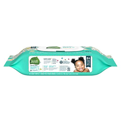 Seventh Generation Baby Wipes, Sensitive Protection with Flip Top Dispenser, White, unscented, 72 Count (Pack of 7) (Packaging May Vary)