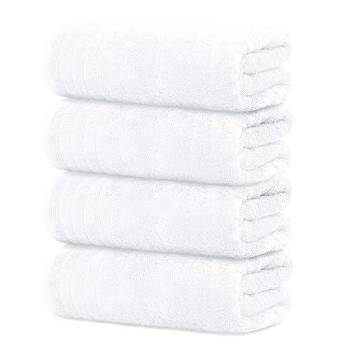 Tens Towels Large Bath Towels, 100% Cotton, 30 x 60 Inches Extra Large Bath Towels, Lighter Weight, Quicker to Dry, Super Absorbent, Perfect Bathroom Towels (Pack of 4)