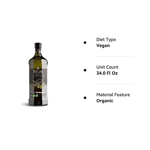 Atlas 750 mL Organic Cold Press Extra Virgin Olive Oil with Polyphenol Rich from Morocco | Newly Harvested Unprocessed from One Single Family Farm | Moroccan EVOO Trusted by Michelin Star Chefs