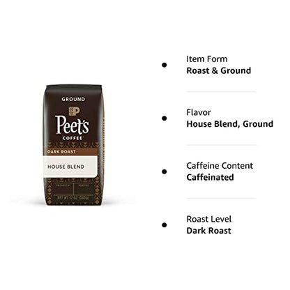 Peet's Coffee Major Dickason's Blend, Dark Roast Ground Coffee, 20 oz