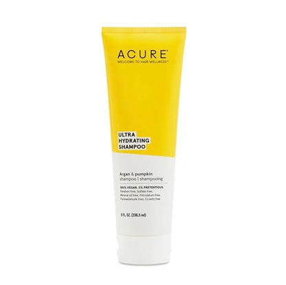 Acure Shampoo 100% Vegan, Ultra Hydrating Moisture & Omega Fatty Acids, , Yellow Argan Oil & Pumpkin, 8 Fl Oz