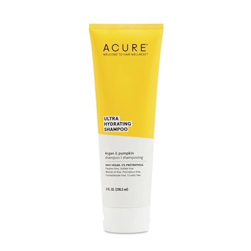 Acure Shampoo 100% Vegan, Ultra Hydrating Moisture & Omega Fatty Acids, , Yellow Argan Oil & Pumpkin, 8 Fl Oz