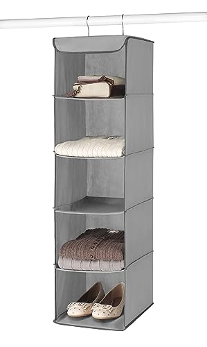 Whitmor 5 Section Closet Organizer - Hanging Shelves with Sturdy Metal Frame