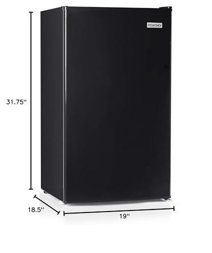 Igloo 3.2 Cu.Ft. Single Door Compact Refrigerator with Freezer - Slide Out Glass Shelf, Perfect for Homes, Offices, Dorms - Black