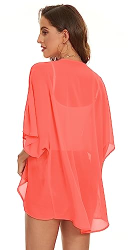 Womens Kimono Beach Cover Up Chiffon Cardigan Floral Tops Loose Capes