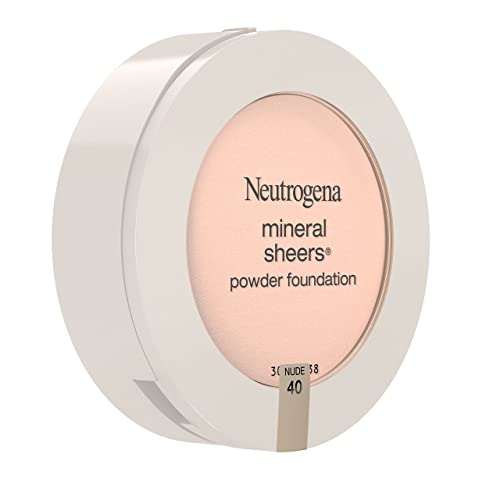 Neutrogena Mineral Sheers Compact Powder Foundation, Lightweight & Oil-Free Mineral Foundation, Fragrance-Free, Nude 40,.34 oz