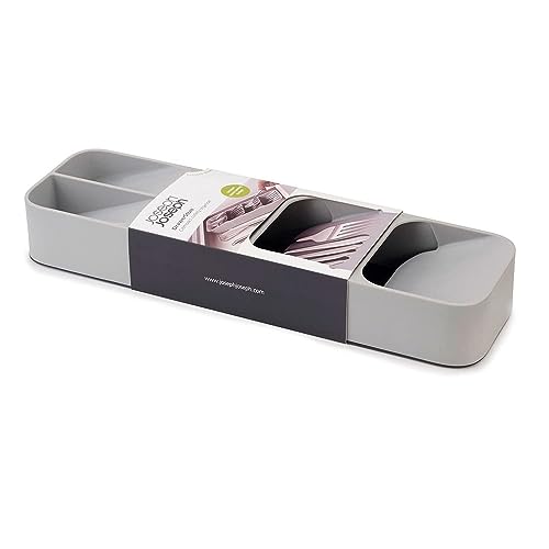 Joseph Joseph DrawerStore Compact Utensil Organizer For Kitchen Drawer Silverware, Flatware Tray, Small, Grey