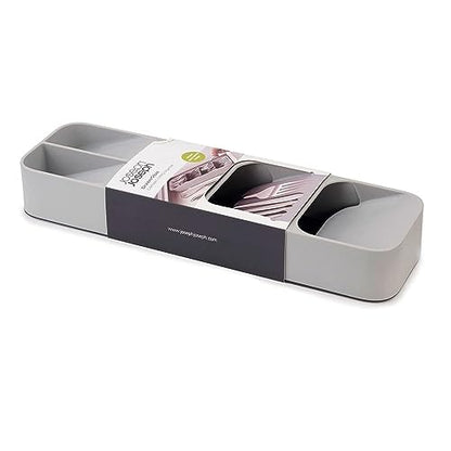 Joseph Joseph DrawerStore Compact Utensil Organizer For Kitchen Drawer Silverware, Flatware Tray, Small, Grey