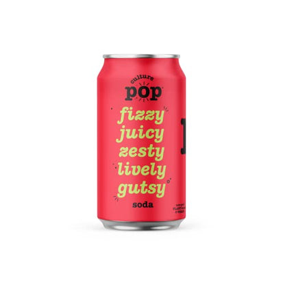 Culture Pop Soda Sparkling Probiotic Drink, 45 Calories Per Can, Vegan Soda for Gut Health, Non-GMO, GF, No Added Sugar, 12 Pack, 12 Fl Oz Cans, Jazzy & Juicy Variety Pack - New!