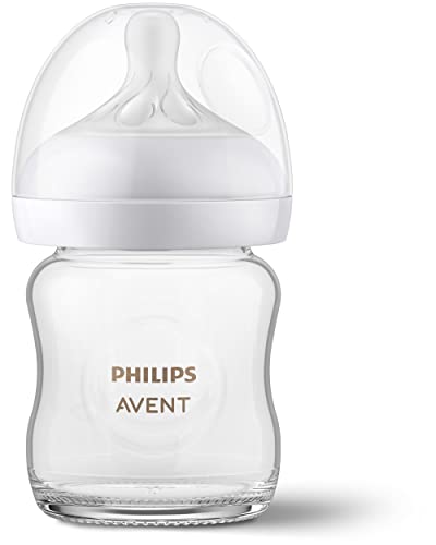 Philips AVENT Glass Natural Baby Bottle with Natural Response Nipple, Clear, 4oz, 4pk, SCY910/04