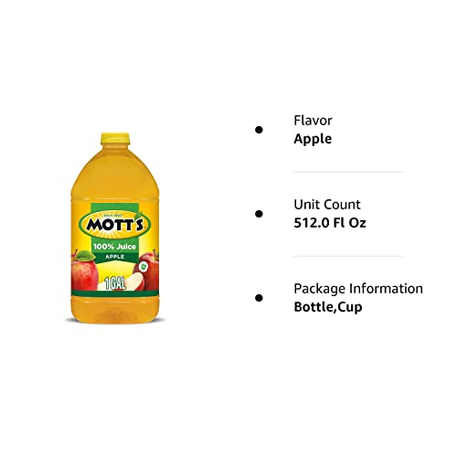 Mott's 100% Original Apple Juice, 8 Fl Oz Bottles, 24 Count (4 Packs Of 6), 2 Servings Of Fruit, 100% Fruit Juice, Gluten-free, Caffeine-free, Kosher, Contains No Artificial Colors Or Sweeteners